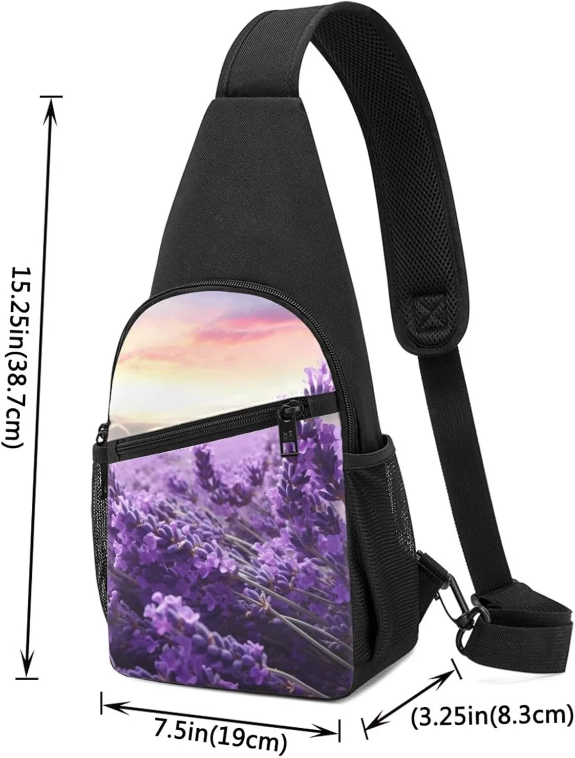 Crossbody Sling Backpack Sling Bag for Men Women Cross Chest Bag Shoulder Bag Lavender Travel Hiking Daypack