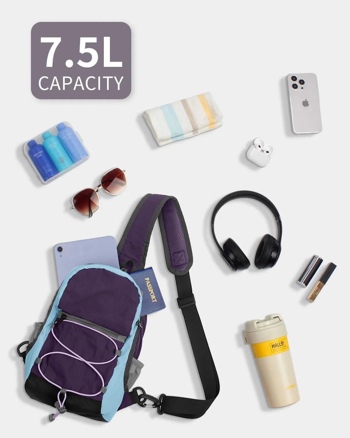 Crossbody Sling Backpack Sling Bag for Women Men, Crossbody Shoulder Blet Bags, Travel Daypack bag Purse for women