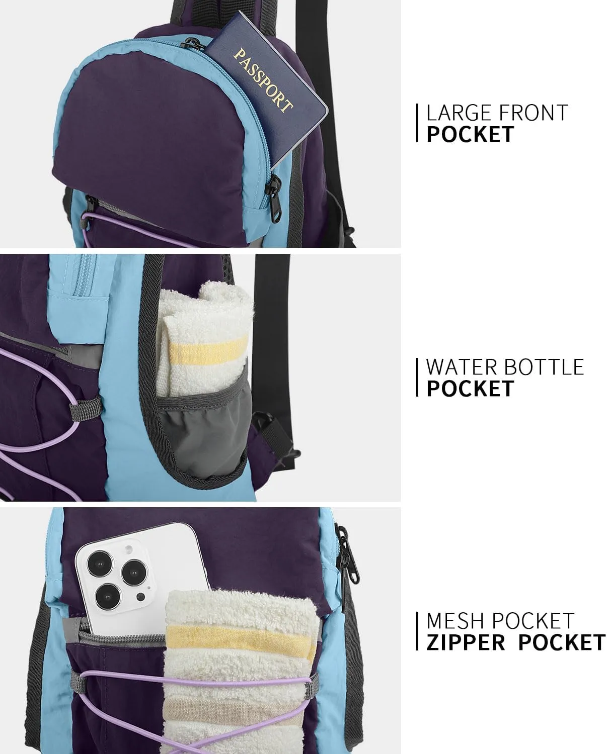 Crossbody Sling Backpack Sling Bag for Women Men, Crossbody Shoulder Blet Bags, Travel Daypack bag Purse for women