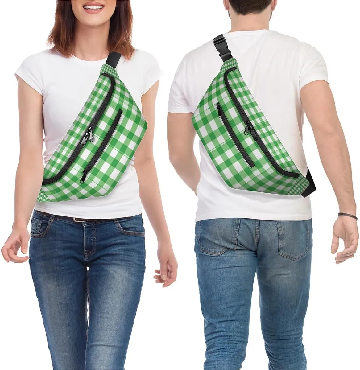 Crossbody Sling Bag for Women Men Plaid Pattern Lightweight Waterproof Travel Essentials