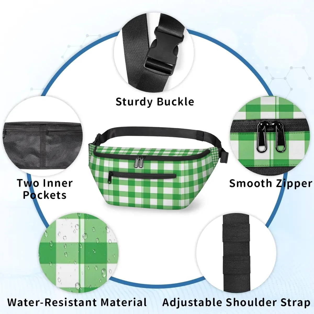 Crossbody Sling Bag for Women Men Plaid Pattern Lightweight Waterproof Travel Essentials