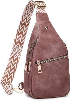 Crossbody Sling Bag Purse for Women - Small Chest Fanny Pack Trendy Travel Faux Leather Cross Body Bags with Adjustable Strap