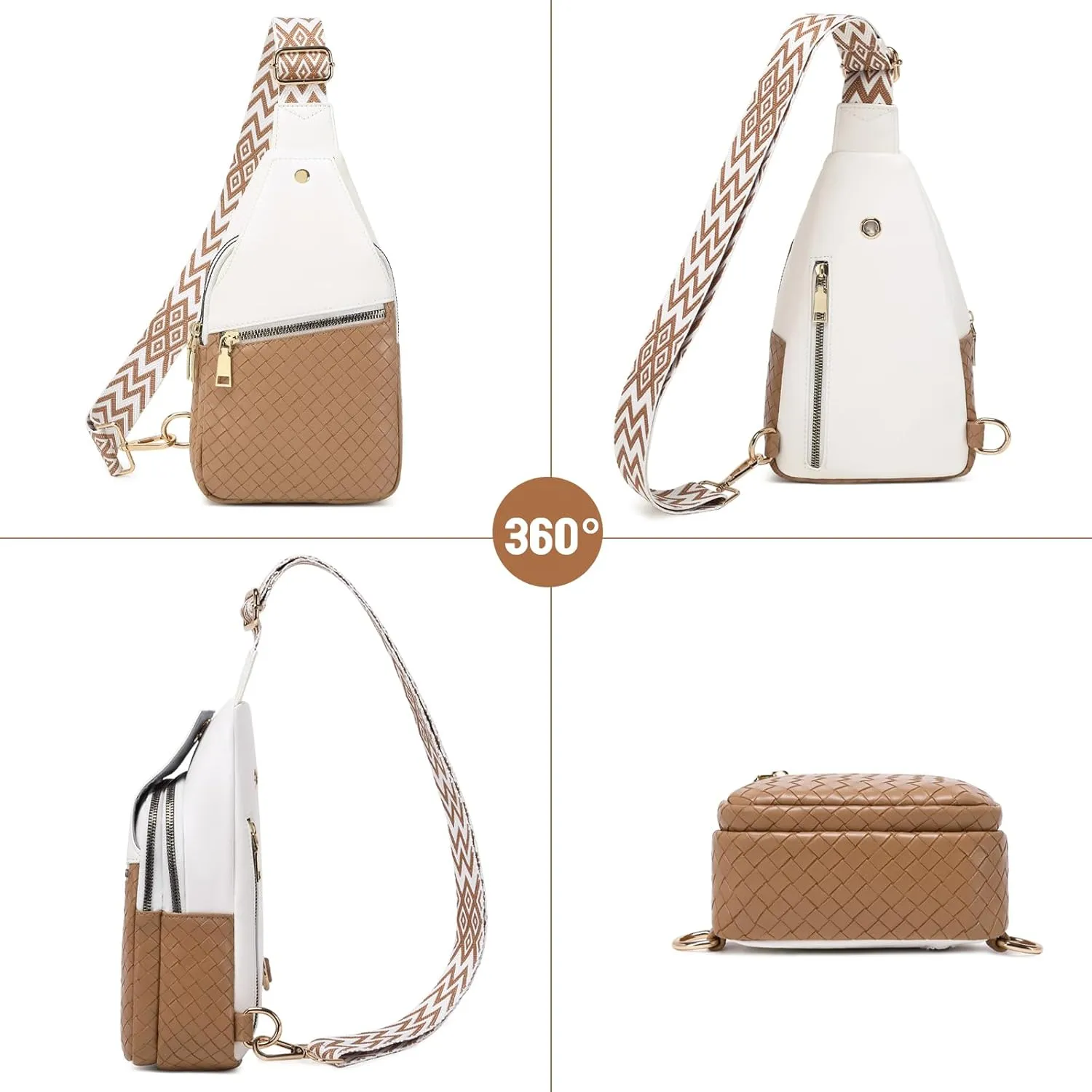 Crossbody Sling Bag Purse for Women - Small Chest Fanny Pack Trendy Travel Faux Leather Cross Body Bags with Adjustable Strap