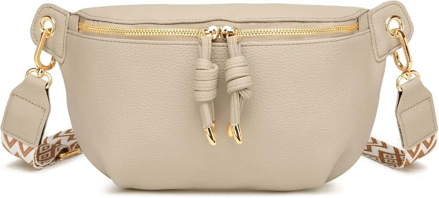 Crossbody Sling Bag Purse for Women - Small Chest Fanny Pack Trendy Travel Faux Leather Cross Body Bags with Adjustable Strap