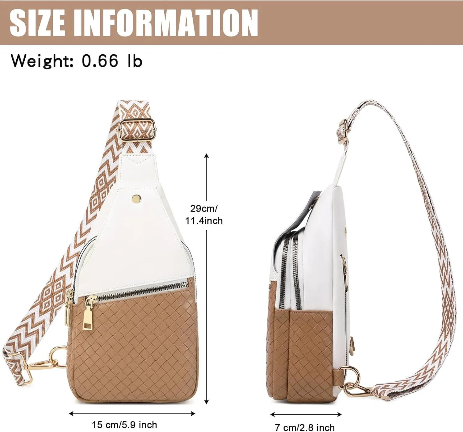 Crossbody Sling Bag Purse for Women - Small Chest Fanny Pack Trendy Travel Faux Leather Cross Body Bags with Adjustable Strap