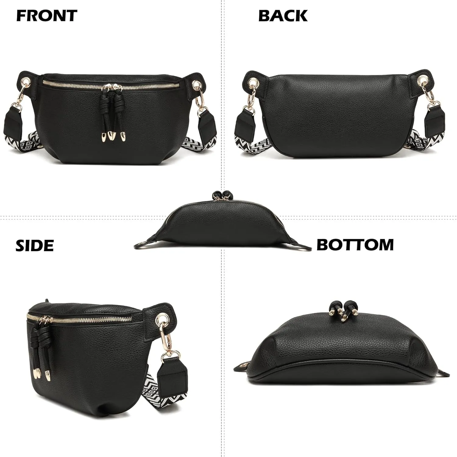 Crossbody Sling Bag Purse for Women - Small Chest Fanny Pack Trendy Travel Faux Leather Cross Body Bags with Adjustable Strap