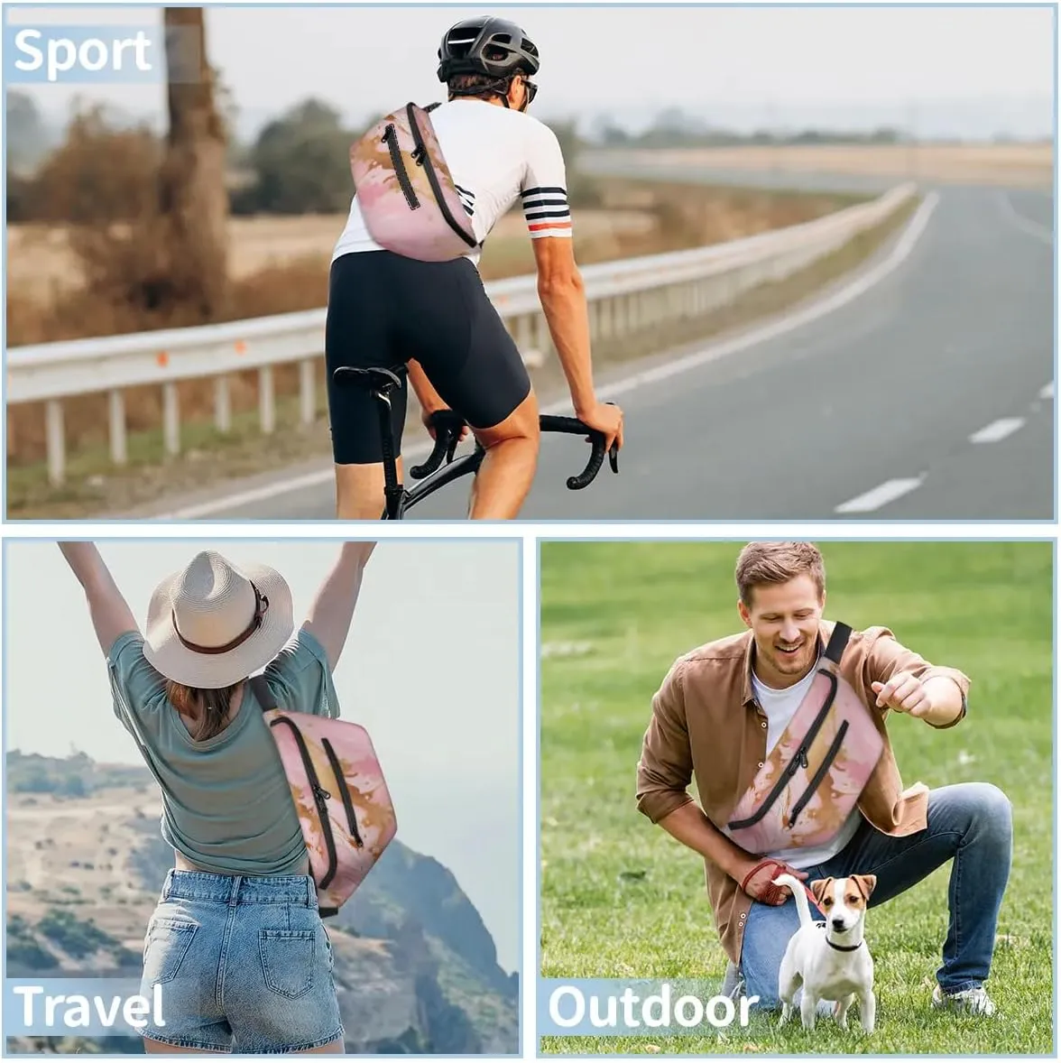 Crossbody Sling Bags for Women Men Fairy Marble Pattern Casual Sling Backpack Daypack Chest Bag for Travel Sport Hiking Running