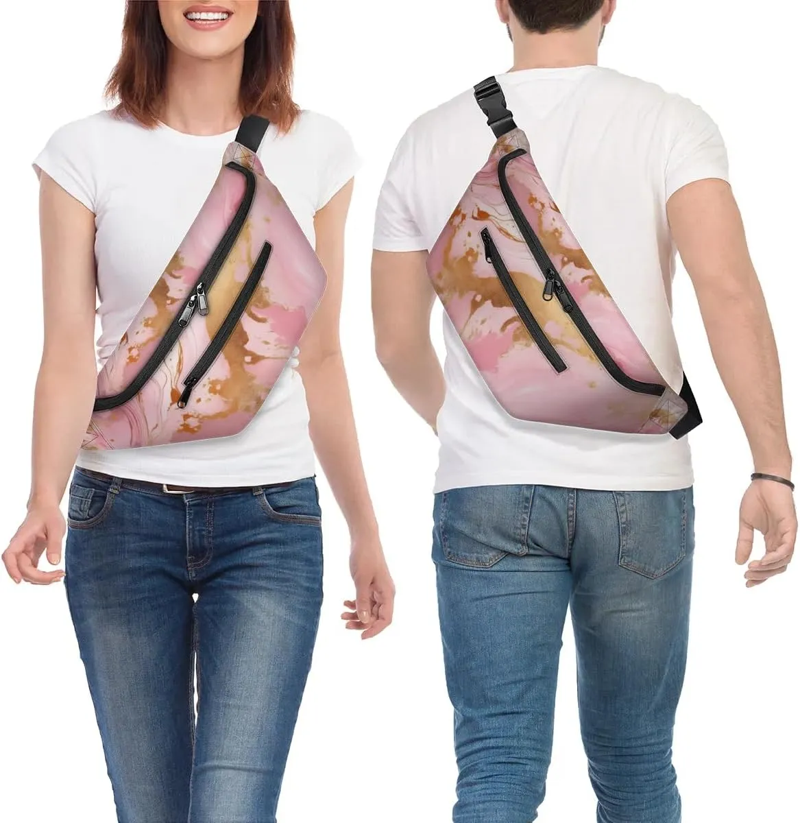 Crossbody Sling Bags for Women Men Fairy Marble Pattern Casual Sling Backpack Daypack Chest Bag for Travel Sport Hiking Running