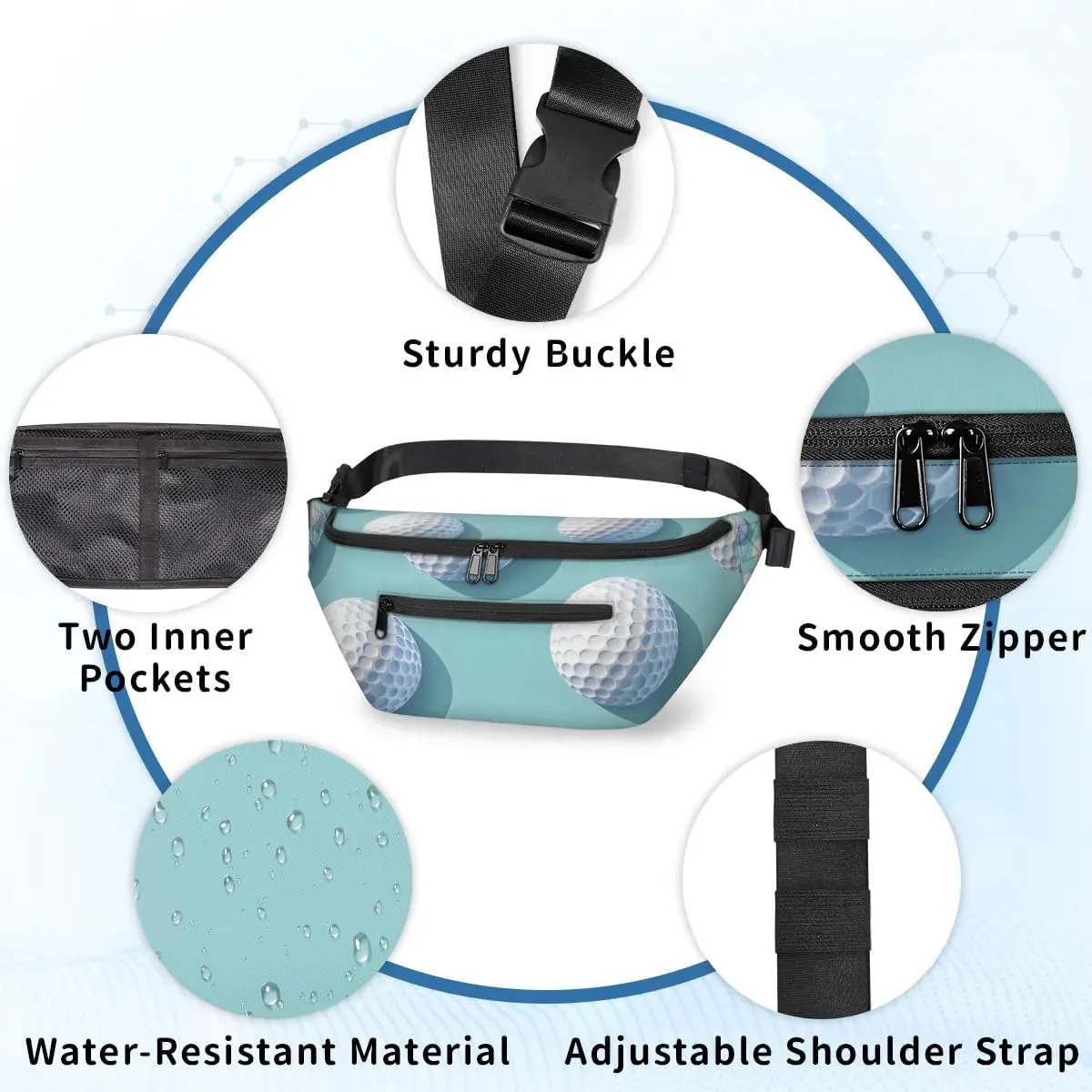 Crossbody Sling Bags for Women Men Golf Balls Casual Sling Backpack Daypack Chest Bag for Travel Sport Hiking Running