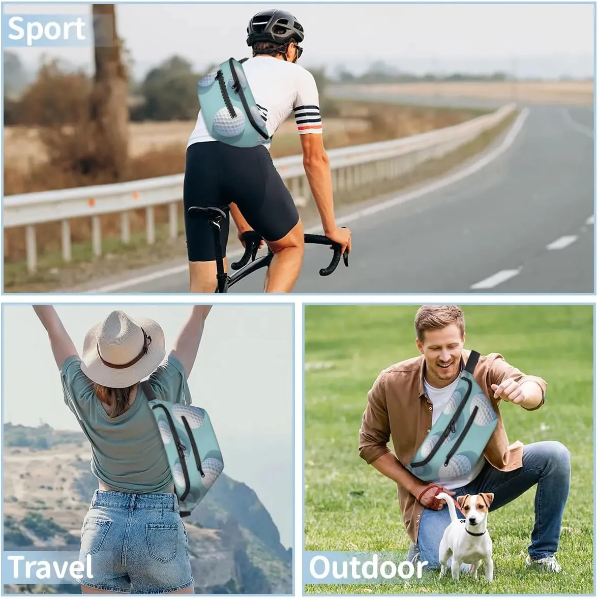 Crossbody Sling Bags for Women Men Golf Balls Casual Sling Backpack Daypack Chest Bag for Travel Sport Hiking Running