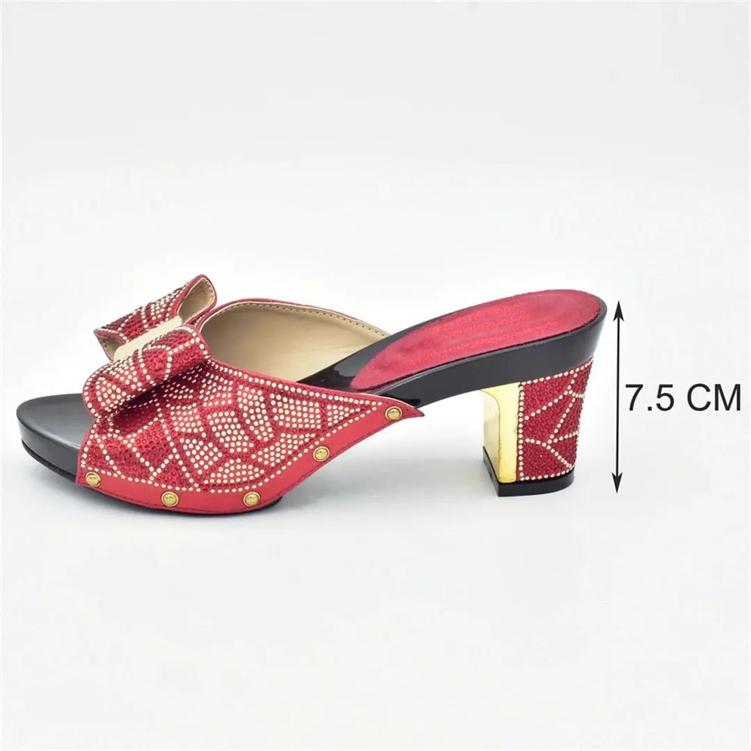 Crystal Bridal Shoes with Matching Evening Bag Set African Wedding Party Stiletto Heel Pumps