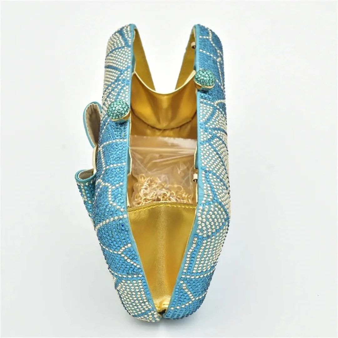Crystal Bridal Shoes with Matching Evening Bag Set African Wedding Party Stiletto Heel Pumps