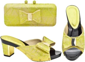 Crystal Bridal Shoes with Matching Evening Bag Set African Wedding Party Stiletto Heel Pumps