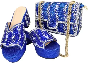 Crystal-Encrusted Wedding Shoes with Matching Purse Set African Bridal Party Rhinestone Pumps
