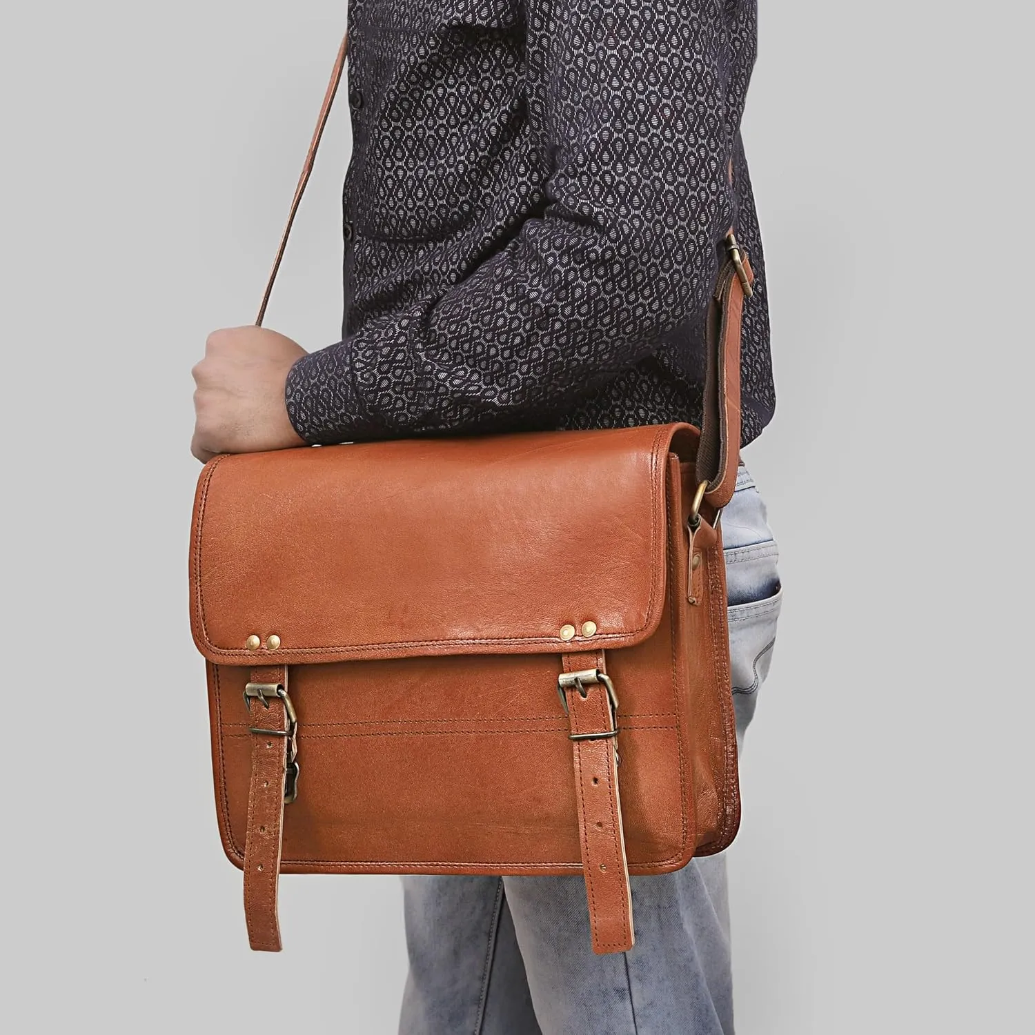 cuero Genuine Leather iPad/Tablet Bag Messenger Bag Small Briefcase CrossBody Shoulder Bag for Men and Women