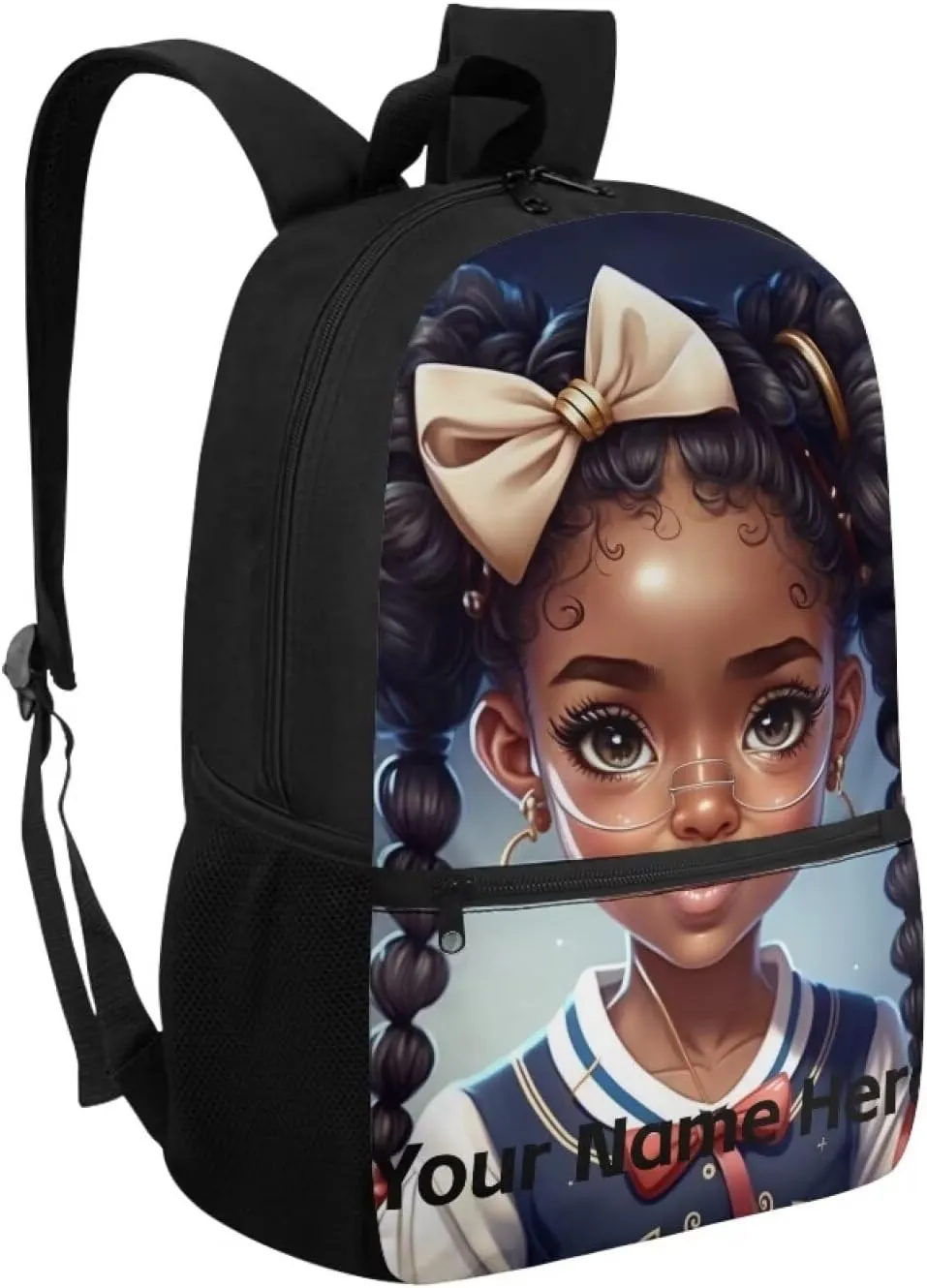 Custom Name African Backpack for School Girls 10-12 8-10 Afro Black Bookbag for Kids Personalized School Bag Middle/Elementary Book Bags 3Rd-6th Grade Teens Schoolbag Back To School