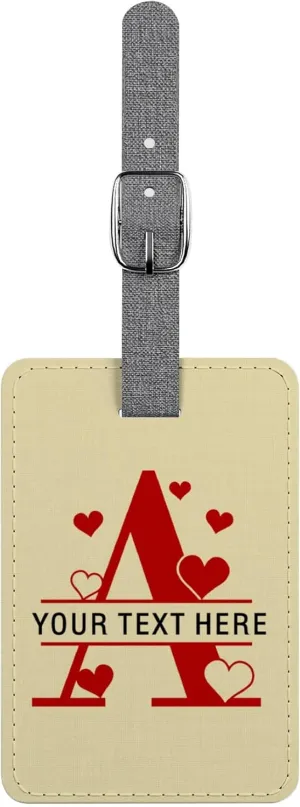 Custom Name Luggage Tags for Suitcase - Monogram Personalized Travel Bag Tags with Loop for Baggage Backpack Handbag 1 Piece,Hearts Alphabet A