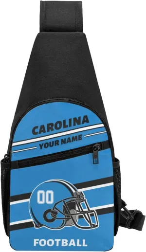 Custom Sling Bag, Personalized Carolina Crossbody Bags for Men Women, Customize Name and Number Sling Shoulder Backpack, Chest Bag Hiking Travel Daypack for Outdoor