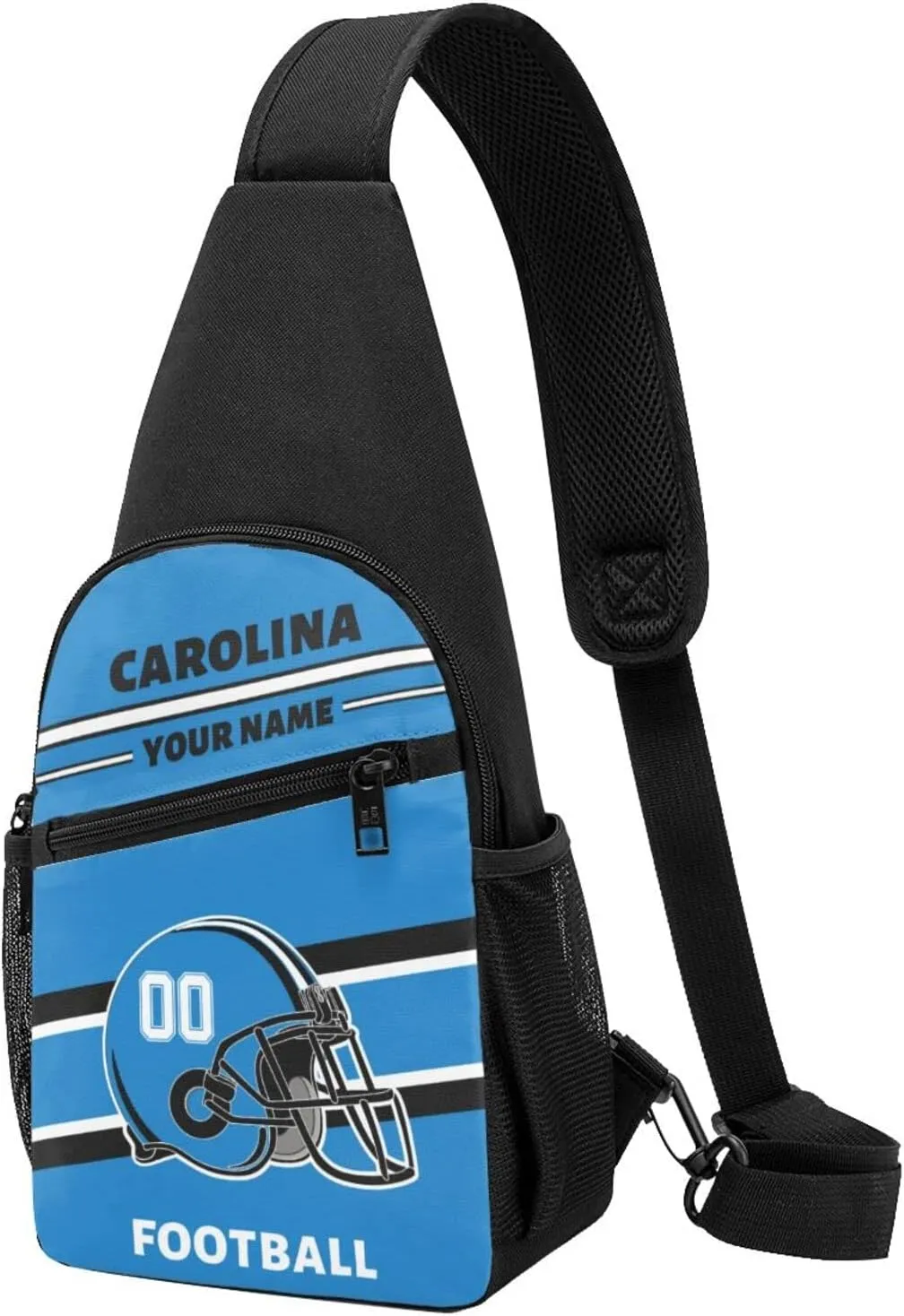 Custom Sling Bag, Personalized Carolina Crossbody Bags for Men Women, Customize Name and Number Sling Shoulder Backpack, Chest Bag Hiking Travel Daypack for Outdoor