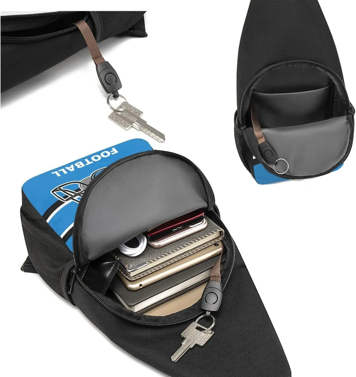 Custom Sling Bag, Personalized Carolina Crossbody Bags for Men Women, Customize Name and Number Sling Shoulder Backpack, Chest Bag Hiking Travel Daypack for Outdoor