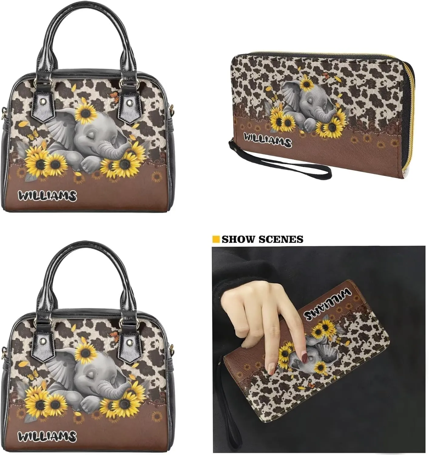 Customized Satchel Purses and Handbags Set Womens Satchel Handbag Personalized Name Purse Tote Bag Set
