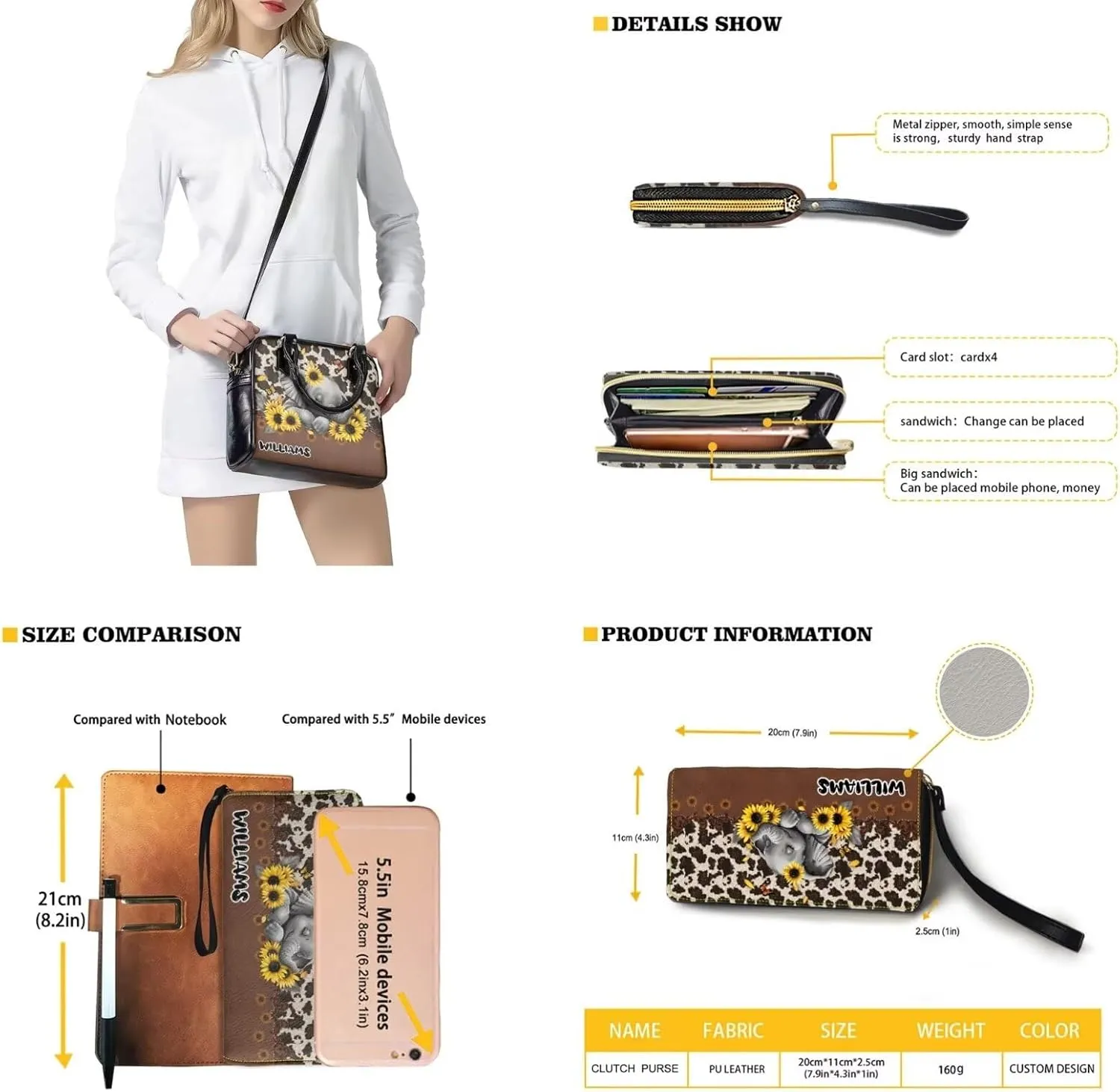 Customized Satchel Purses and Handbags Set Womens Satchel Handbag Personalized Name Purse Tote Bag Set