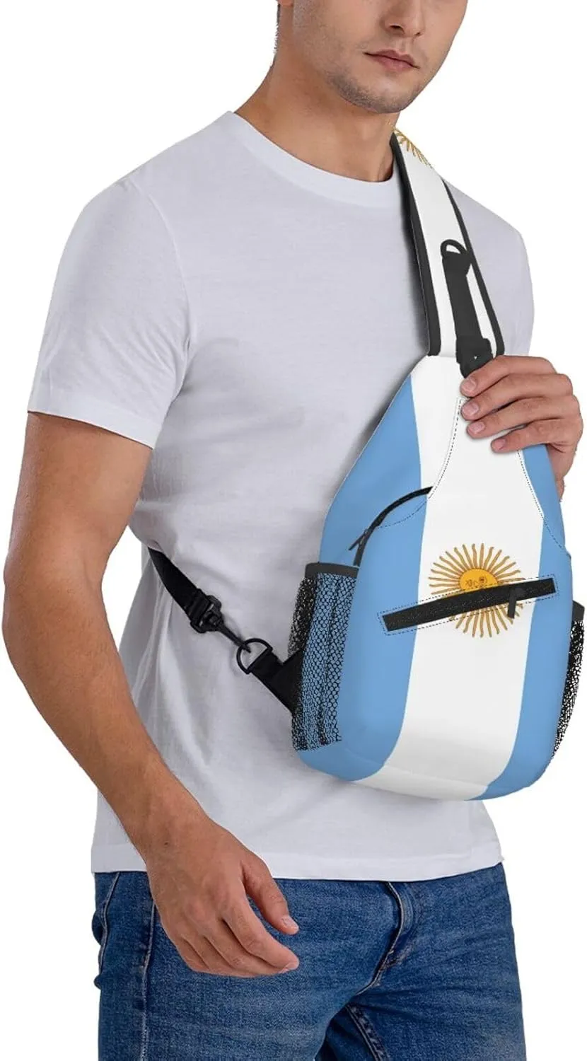 Cute Argentina Flag Bags Women Men Adjustable Crossbody Sling Backpack Casual Chest Bag Daypack for Travel Hiking