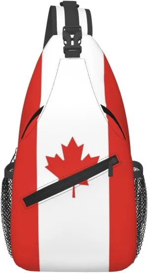 Cute Canada Flag Bags Women Men Adjustable Crossbody Sling Backpack Casual Chest Bag Daypack for Travel Hiking