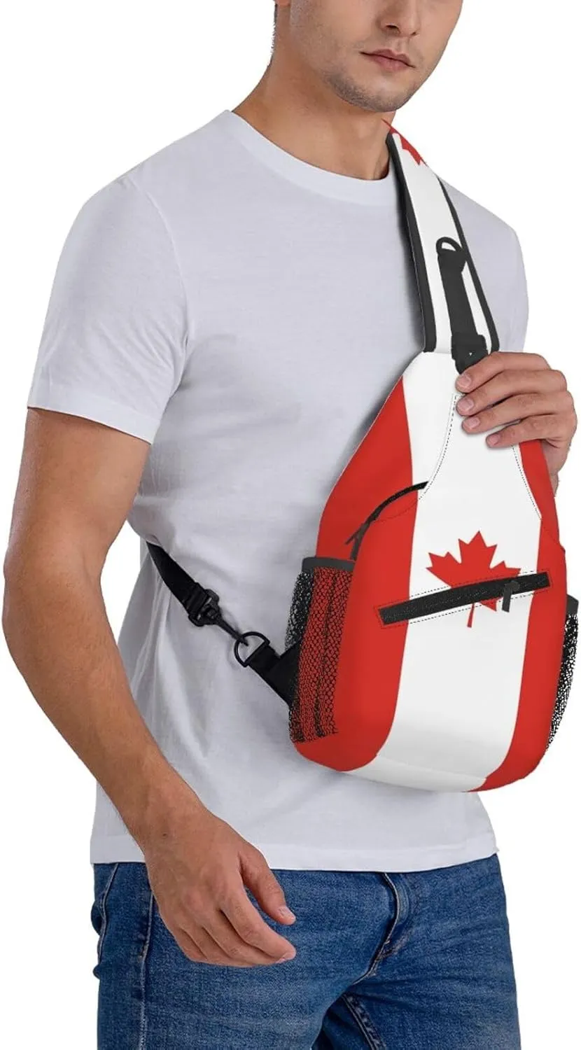 Cute Canada Flag Bags Women Men Adjustable Crossbody Sling Backpack Casual Chest Bag Daypack for Travel Hiking