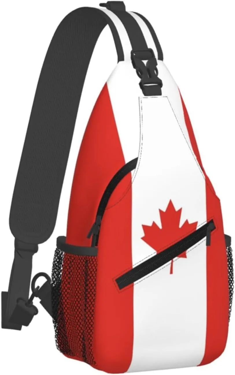 Cute Canada Flag Bags Women Men Adjustable Crossbody Sling Backpack Casual Chest Bag Daypack for Travel Hiking