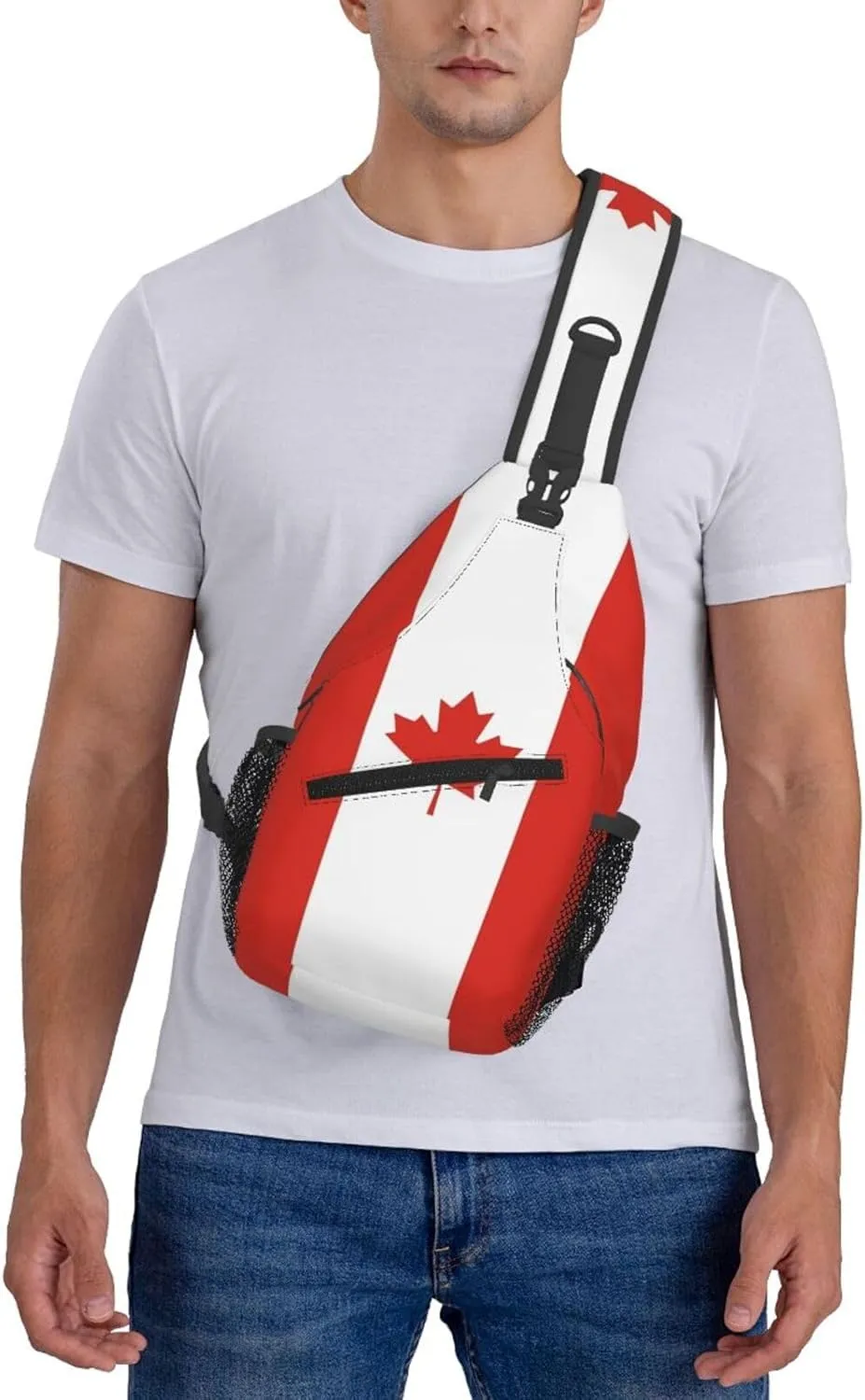 Cute Canada Flag Bags Women Men Adjustable Crossbody Sling Backpack Casual Chest Bag Daypack for Travel Hiking