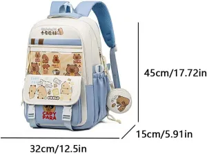 Cute Capybara Backpack Cartoon Bags Nylon Backpack with Mini Bag Kawaii Flap Backpacks Ita Bag