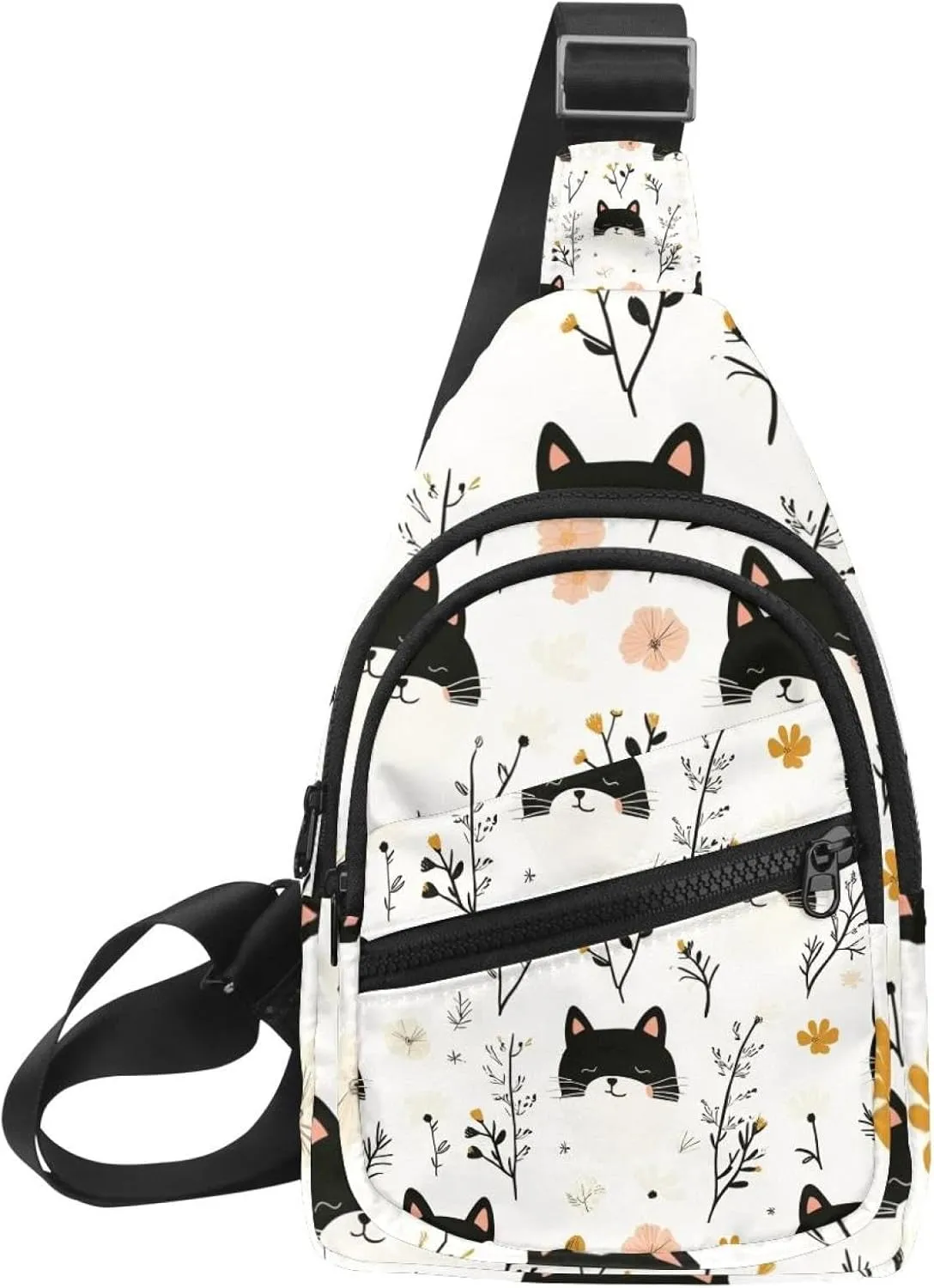 Cute Cat with Flower (3) Sling Backpack Bag