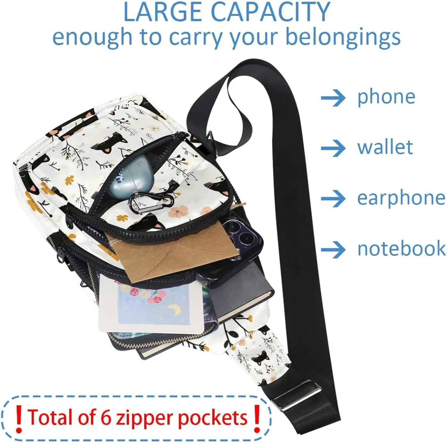 Cute Cat with Flower (3) Sling Backpack Bag