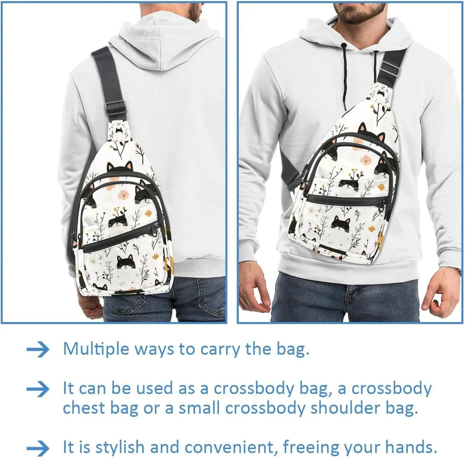Cute Cat with Flower (3) Sling Backpack Bag