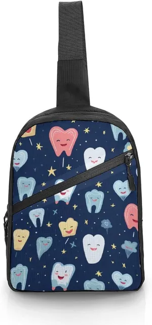 Cute Dental Tooth Foldable Crossbody Sling Bags Shoulder Backpack Chest DayPack Handbag