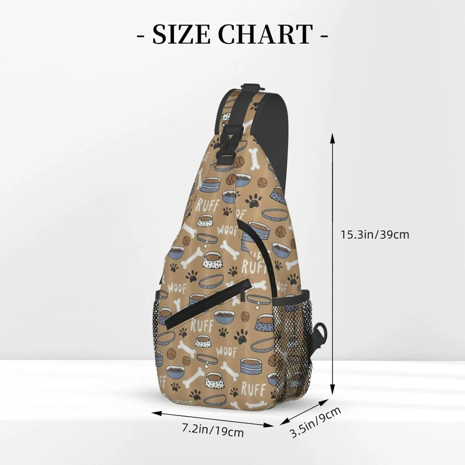 Cute Dog Bone Bowl Woof Paw Crossbody Chest Bag Lightweight Sling Daypackstravel Hiking Cycling For Men Women