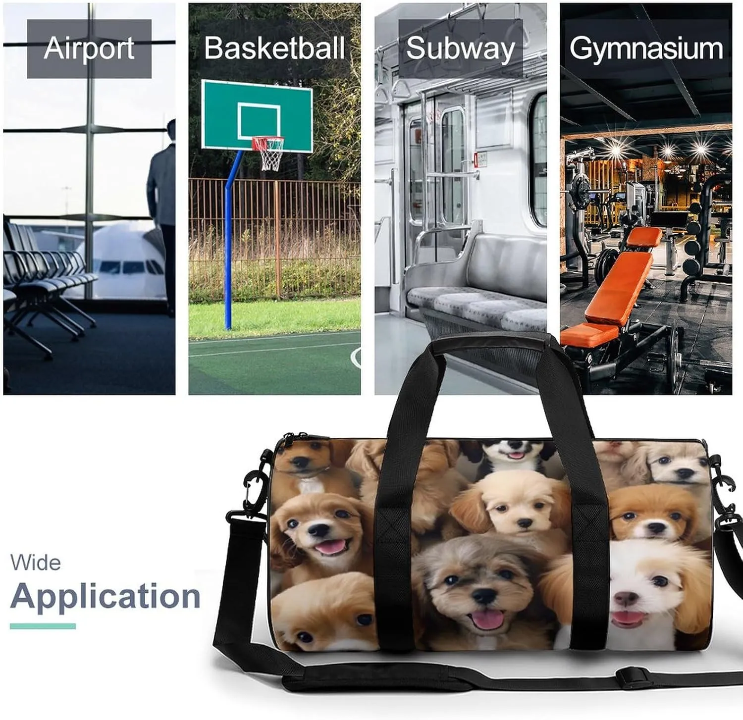 Cute Dogs Gym Bag Small Travel Duffle Bag with Compartment Carry On Weekender Bag for Women Men