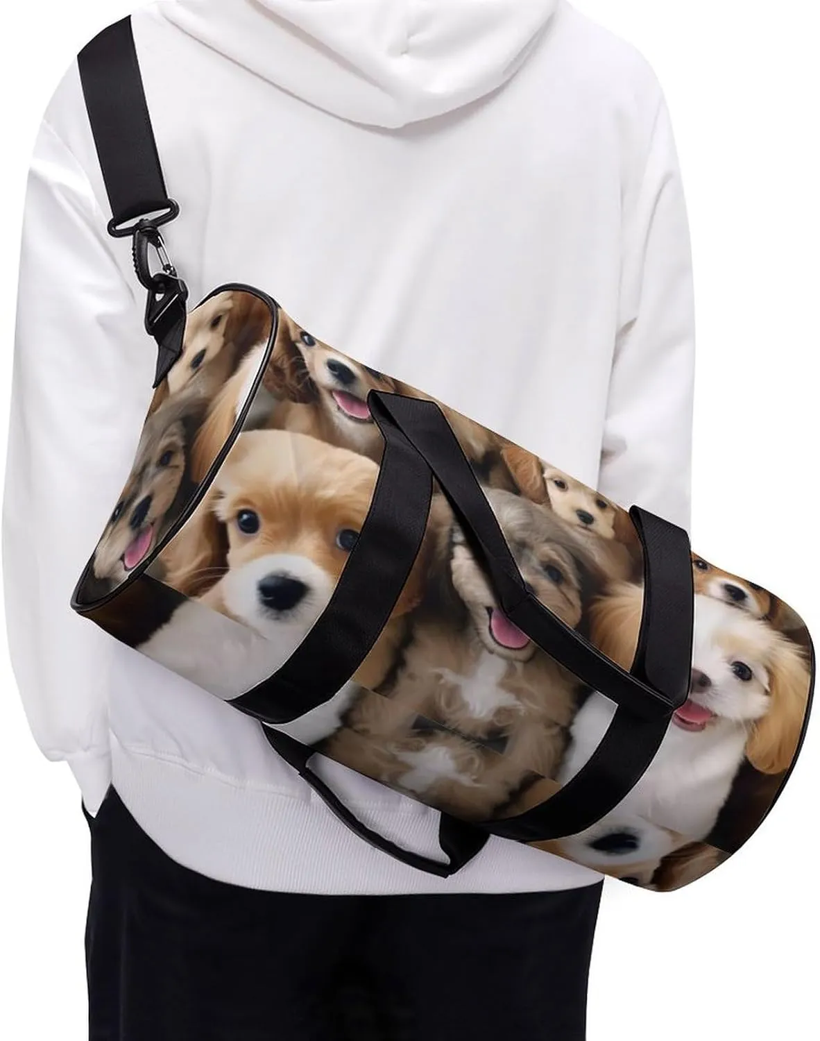 Cute Dogs Gym Bag Small Travel Duffle Bag with Compartment Carry On Weekender Bag for Women Men