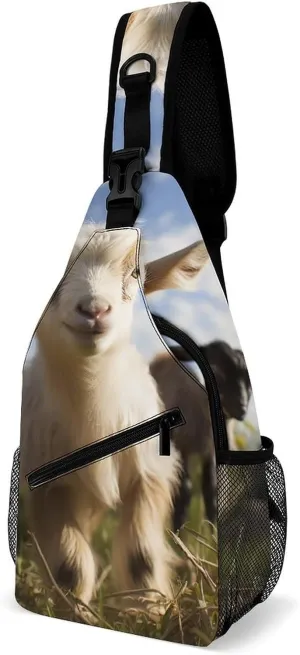Cute Goat Sling Bag for Men Women Travel Crossbody Bags Large Hiking Sling Backpack Chest Bag Man Purse