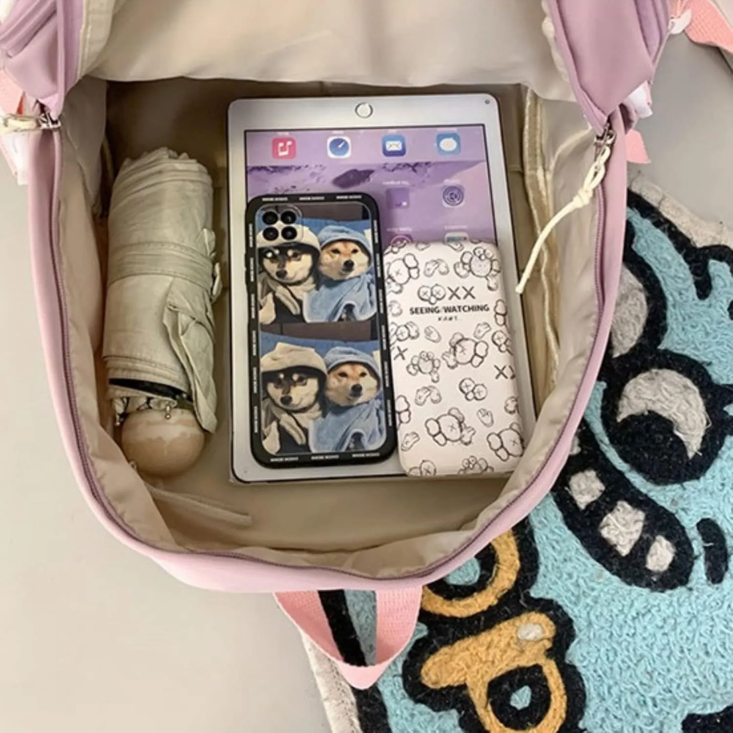 Cute Kawaii Backpack for Girl Boys, Back To School Gift Shoulder Bags Backpack Aesthetic Laptop Schoolbag for Teens(Blue)