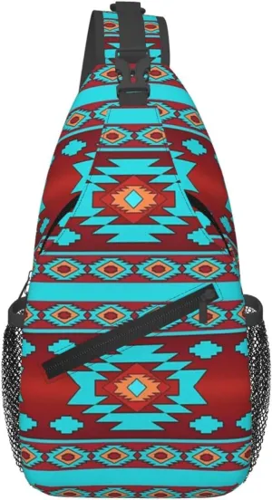 Cute Native American Sling Backpack, Multipurpose Crossbody Shoulder Bag Indian Chest Bag Travel Hiking Daypack
