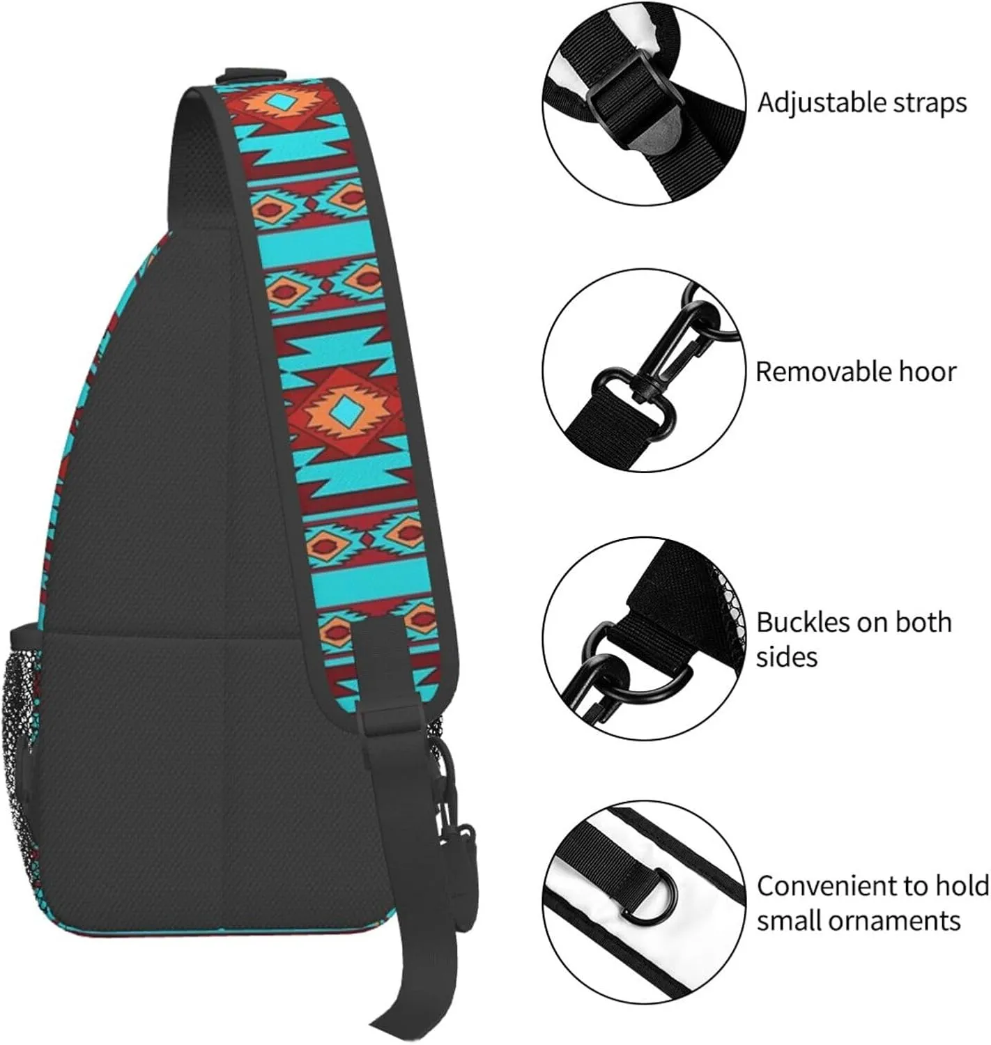 Cute Native American Sling Backpack, Multipurpose Crossbody Shoulder Bag Indian Chest Bag Travel Hiking Daypack