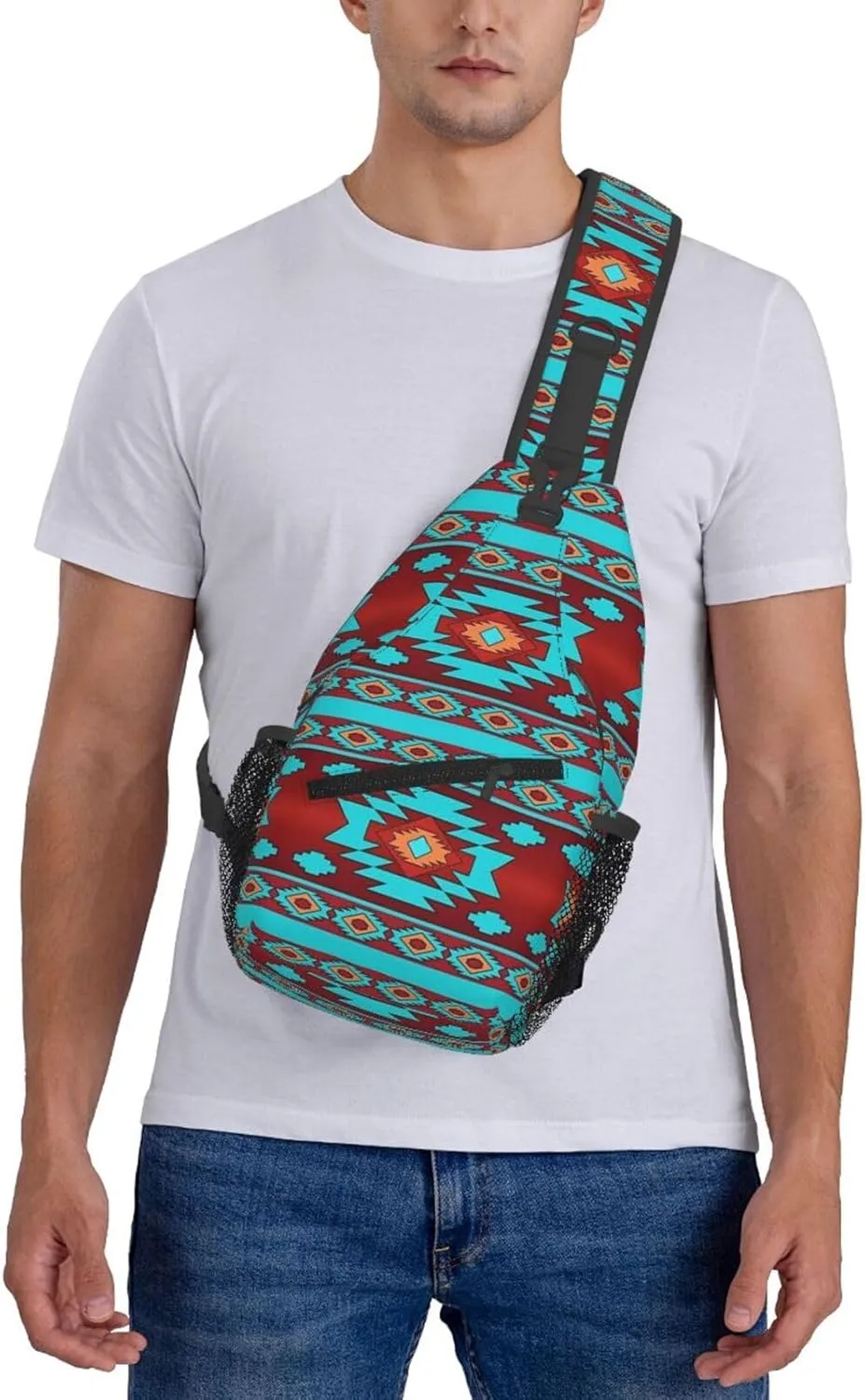 Cute Native American Sling Backpack, Multipurpose Crossbody Shoulder Bag Indian Chest Bag Travel Hiking Daypack