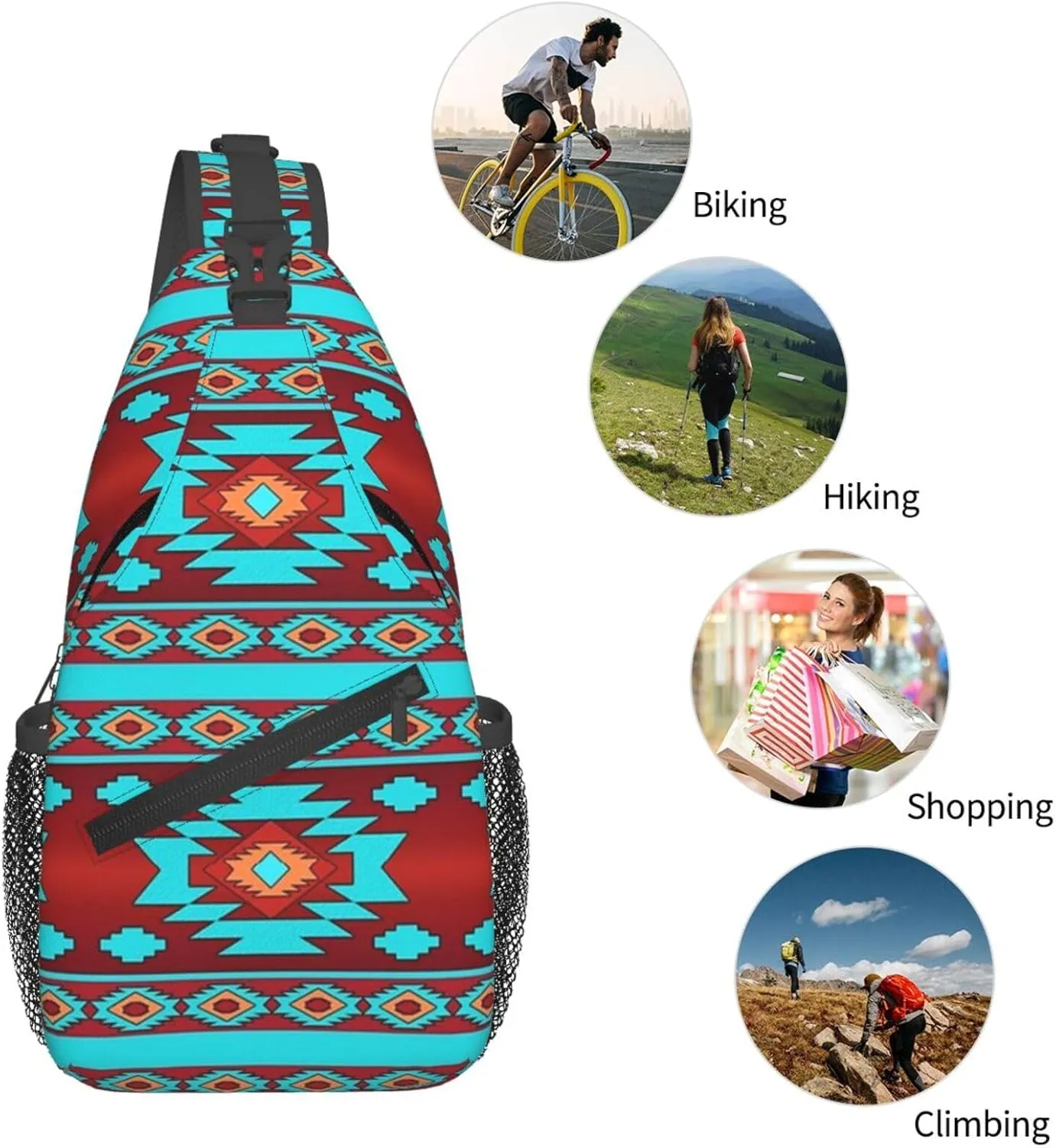 Cute Native American Sling Backpack, Multipurpose Crossbody Shoulder Bag Indian Chest Bag Travel Hiking Daypack