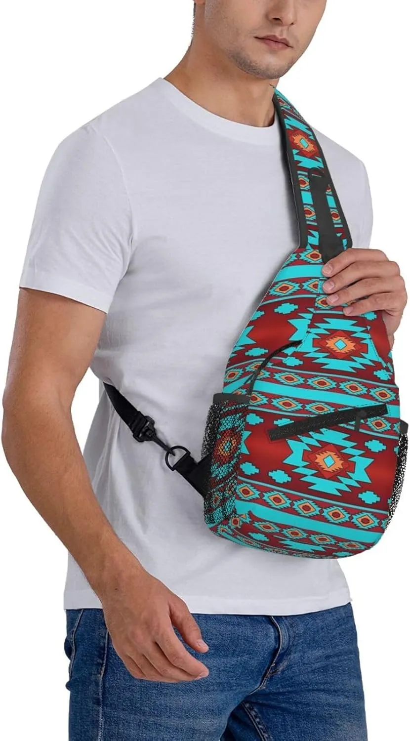 Cute Native American Sling Backpack, Multipurpose Crossbody Shoulder Bag Indian Chest Bag Travel Hiking Daypack