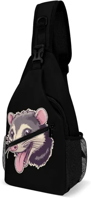 Cute Opossum with Tongue Out Chest Bag for Men Backpack Crossbody Sling Bags Travel Daypack for Outdoors Hiking