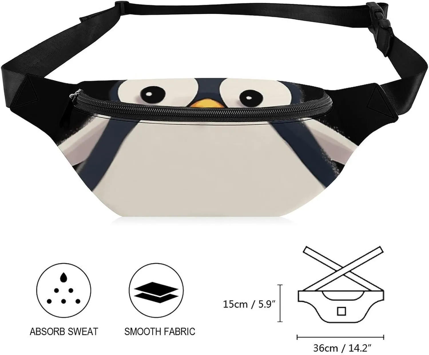 Cute Penguin Fanny Pack for Women Men Waist Bag Waterproof Belt Bag with Adjustable Strap