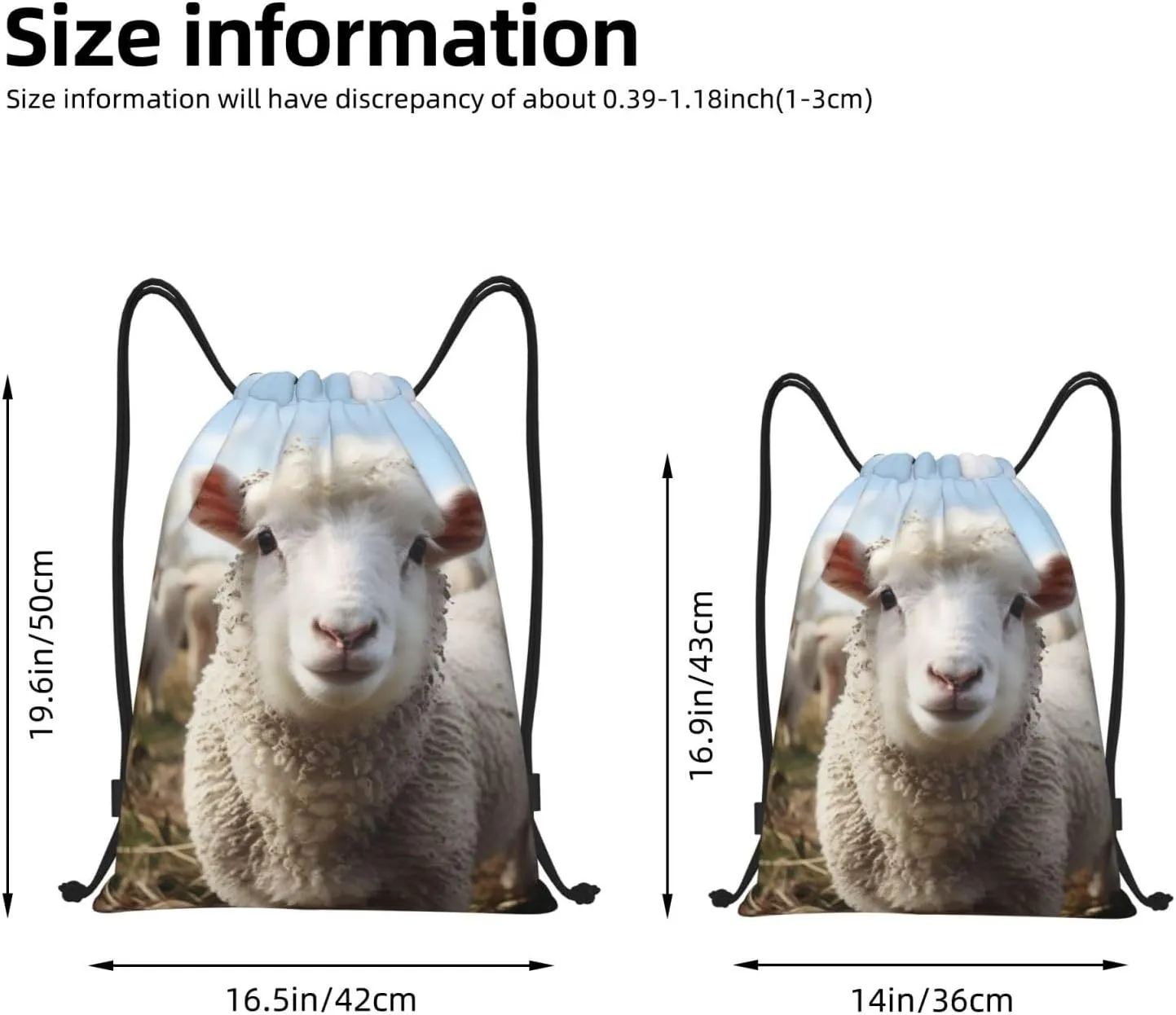 Cute Sheep Lamb Drawstring Backpack for Men Women Sports Sackpack Waterproof Gym Sack Draw String Cinch Bags Small