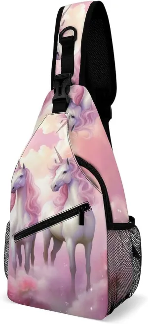 Cute Uni-corns Crossbody Sling Bags Shoulder Backpack Chest DayPack Handbag